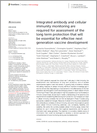 Integrated antibody and cellular immunity monitoring are required for assessment of the long term protection that will be essential for effective next generation vaccine development
