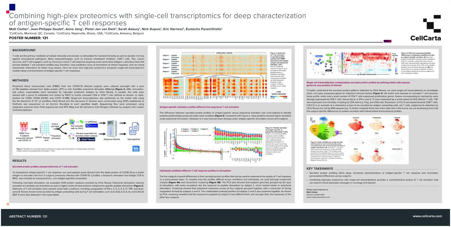 Multi-omic profiling workflow combining Olink Reveal high-plex proteomics with 10x Genomics single-cell transcriptomics for T cell characterization