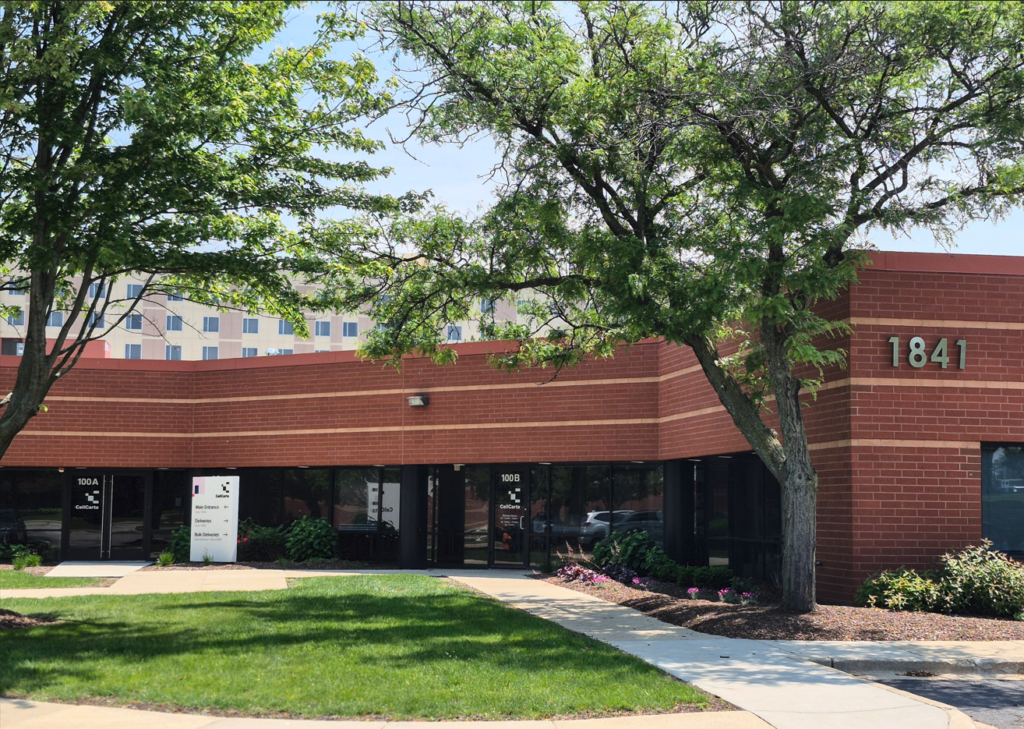 Exterior of CellCarta's Naperville, US facility.