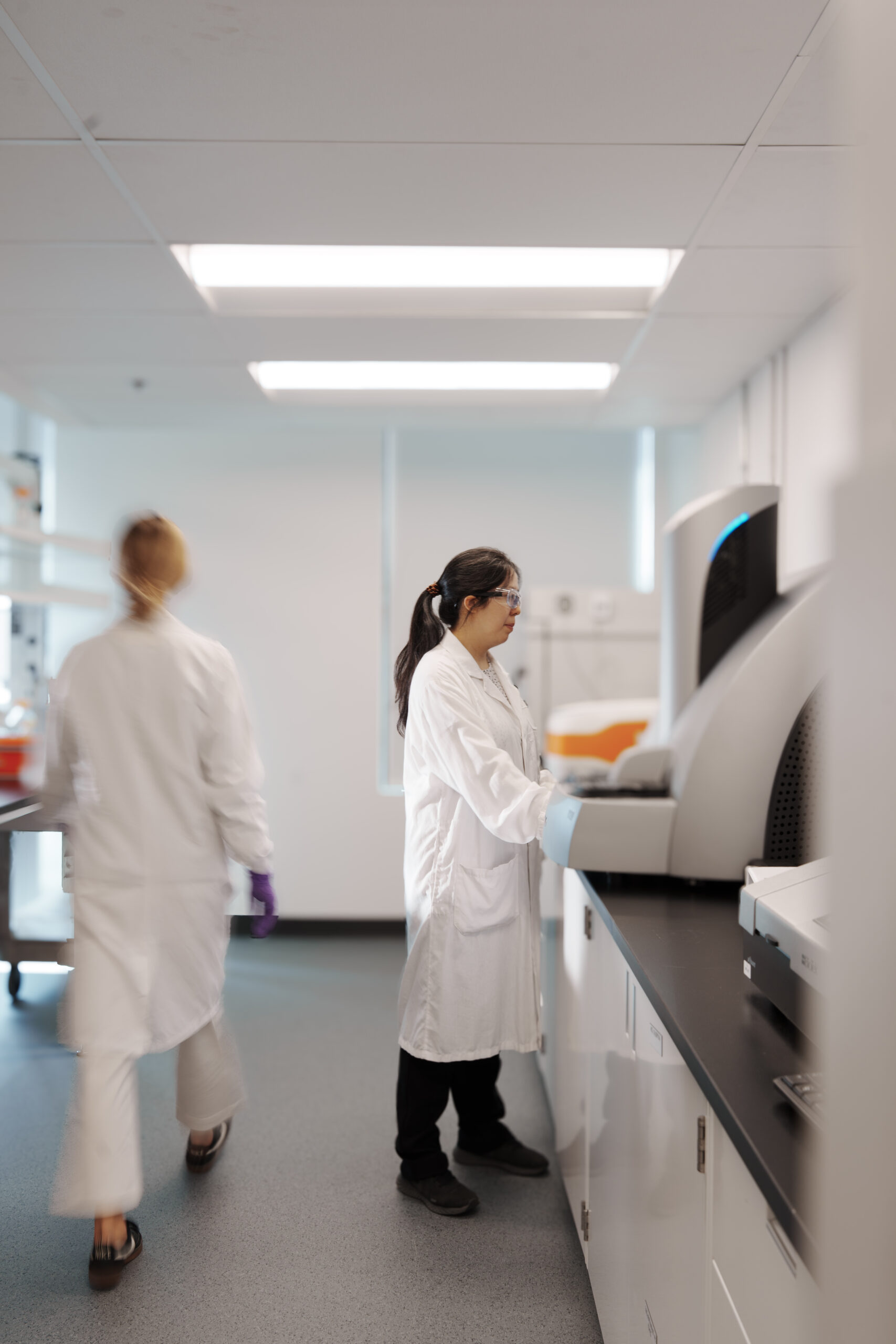 Scientist using platform-agnostic biomarker quantification workflow in CellCarta laboratory